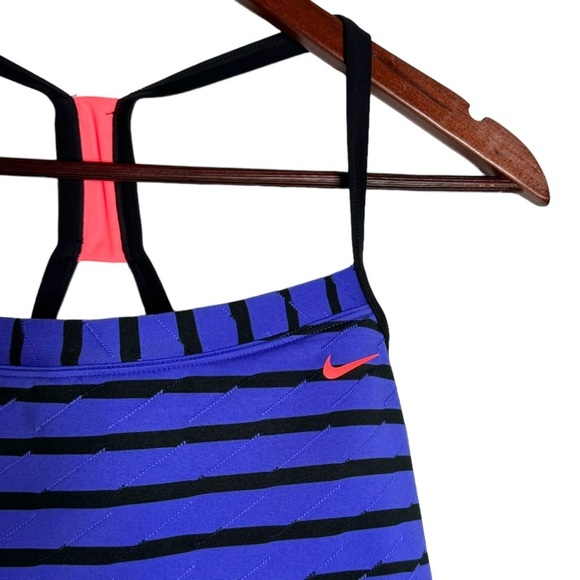 Nike Purple Black Stripes Racerback Tank Top Built in Shelf Bra Padded 6 - Picture 6 of 16